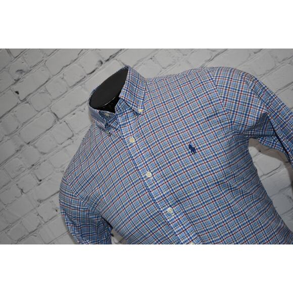 Polo Ralph Lauren Shirt Mens Size Small Classic Fit Dress Button Up Blue Plaids - Picture 1 of 6